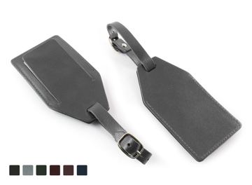 Hampton Leather Rectangular Luggage Tag with security flap